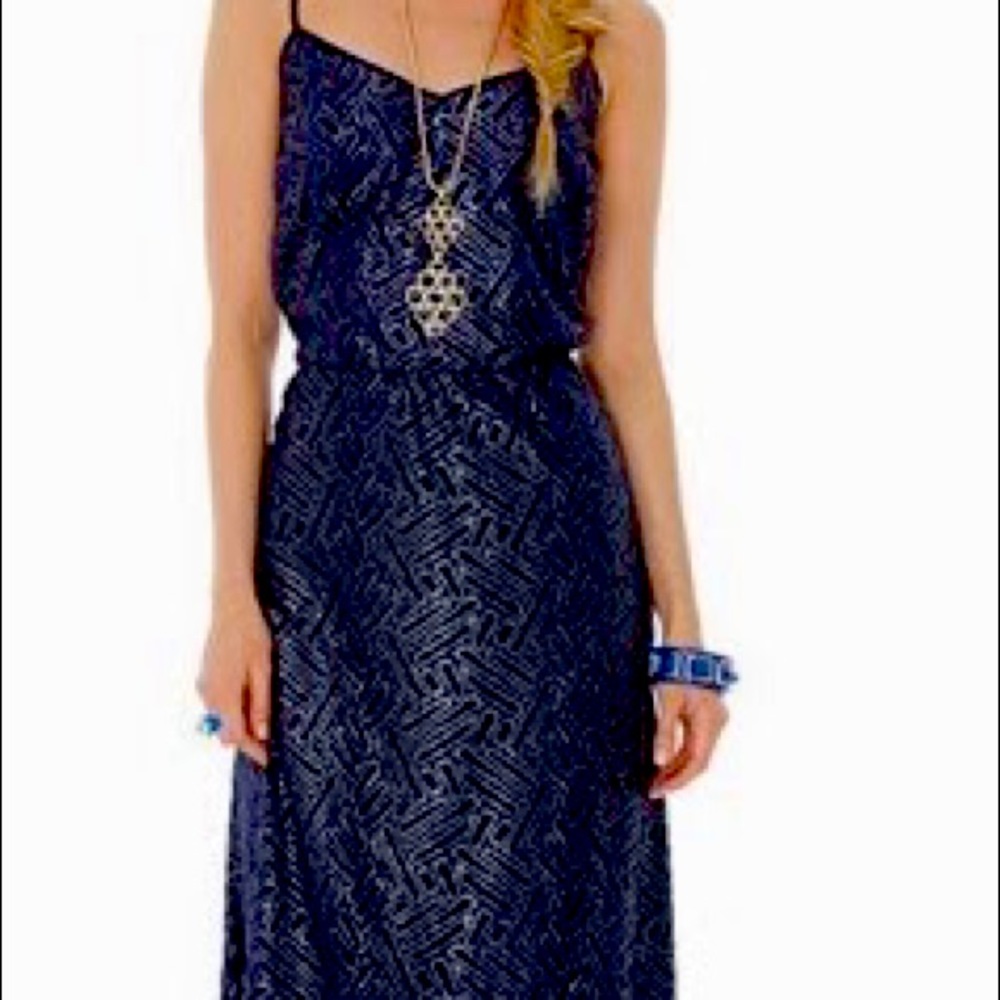 Lilly Pulitzer Navy Blue w/ Gold Embellishments Deanna Maxi Dress - Sz XS